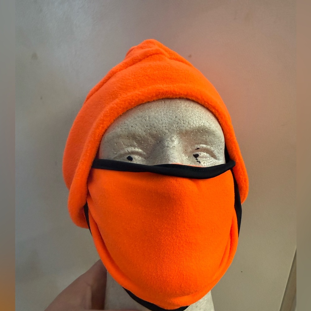 Safety Orange Adult Fleece Hat with Face mask